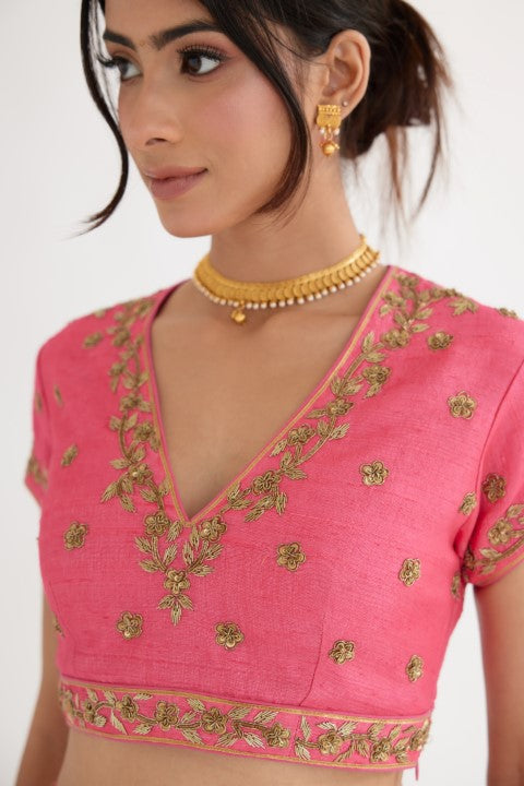 Hot Pink Lehenga with Yellow Dupatta Set
