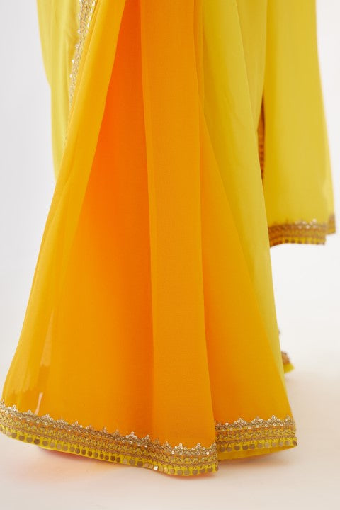 Haldi Yellow and Yellow Ombre Saree Set