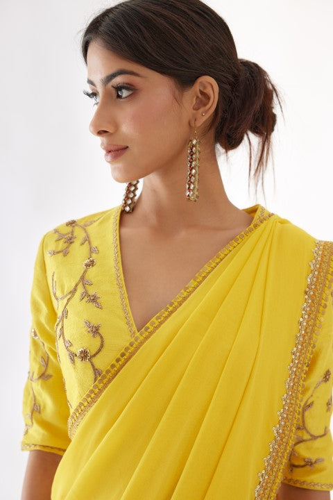 Haldi Yellow and Yellow Ombre Saree Set