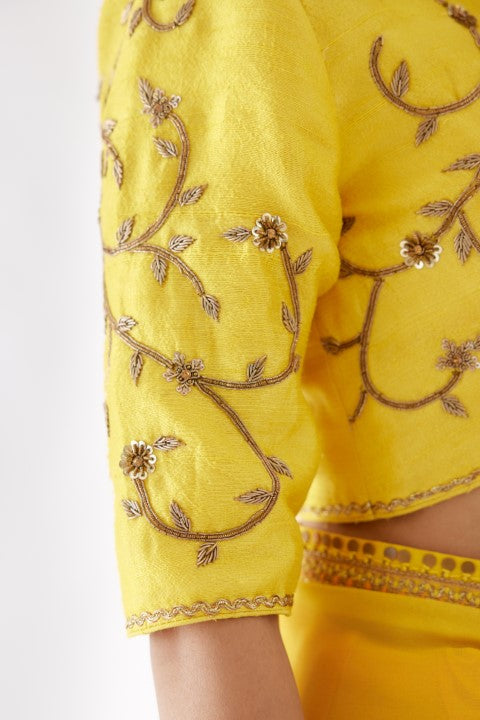 Haldi Yellow and Yellow Ombre Saree Set