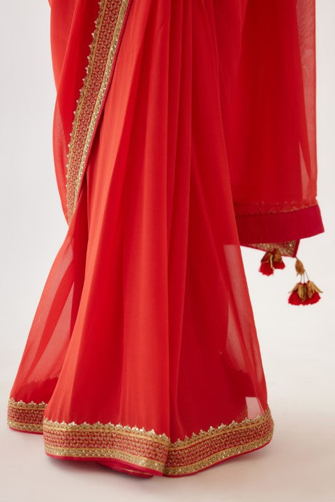 Coral Gajjari Saree Set