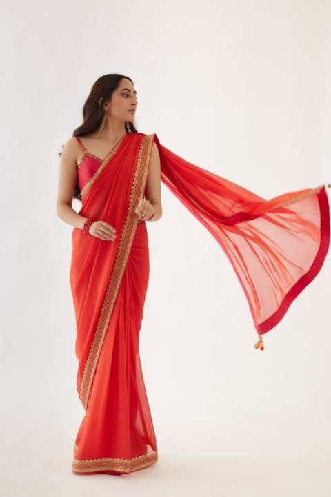 Coral Gajjari Saree Set