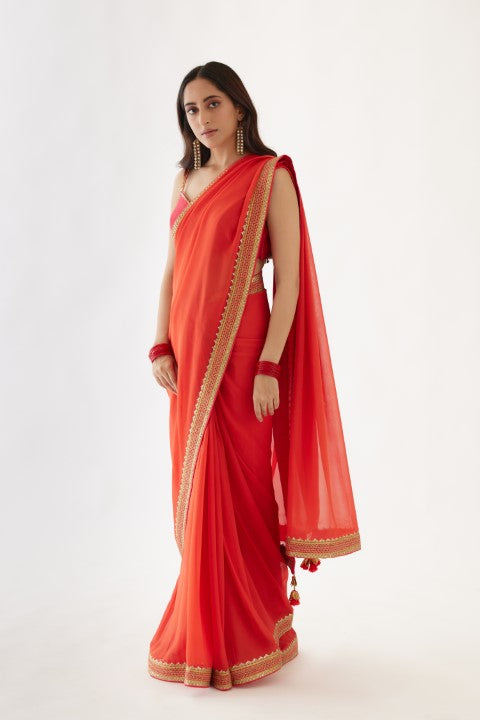 Coral Gajjari Saree Set