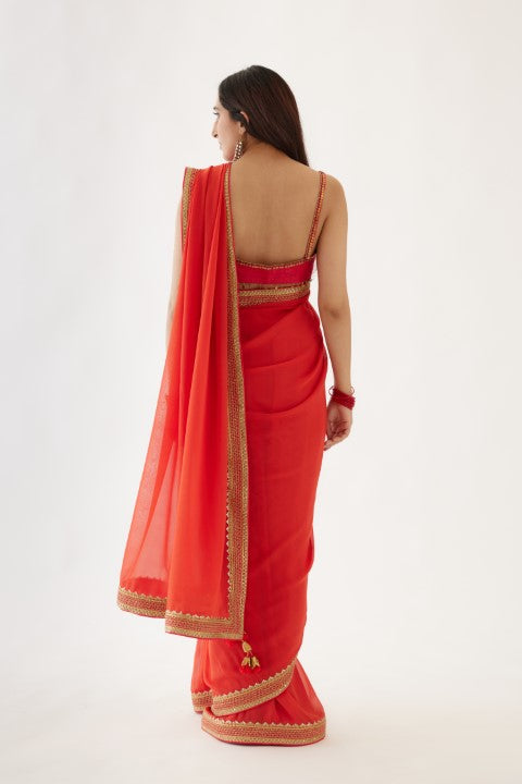 Coral Gajjari Saree Set