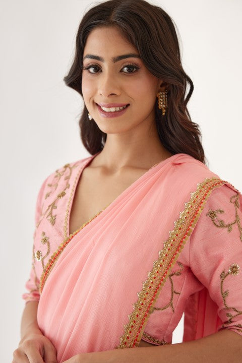 Pink and Gajjari Ombre Saree Set