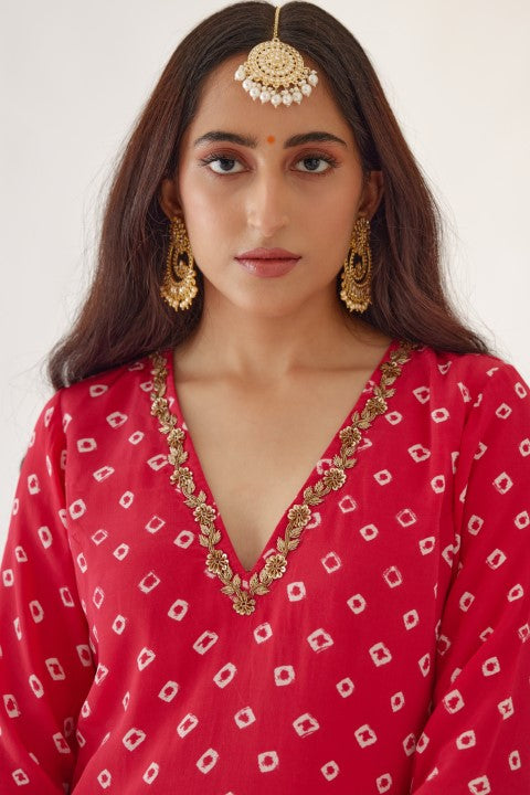 Rani Pink Bandani Print Lehenga Set