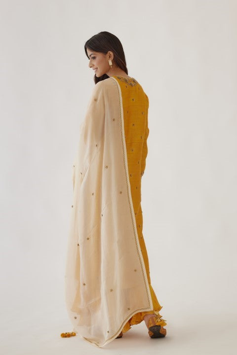 Ochre Yellow Sharara Set