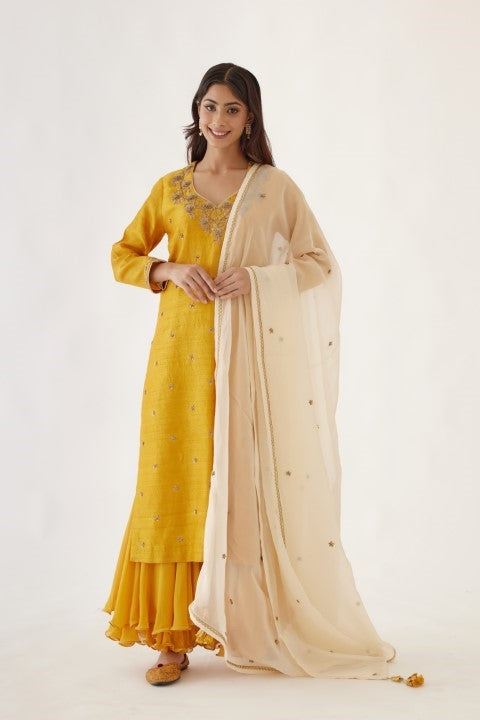 Ochre Yellow Sharara Set