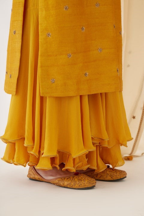 Ochre Yellow Sharara Set