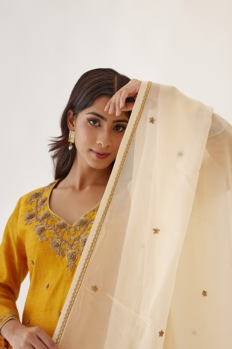 Ochre Yellow Sharara Set