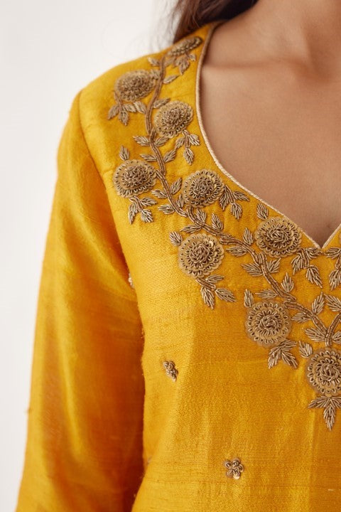 Ochre Yellow Sharara Set