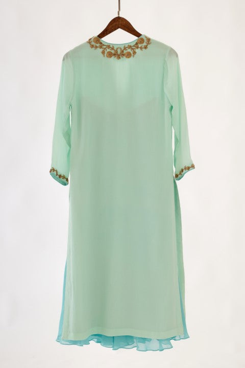 Mint Blue and Turquiose Kurta Sharara Set