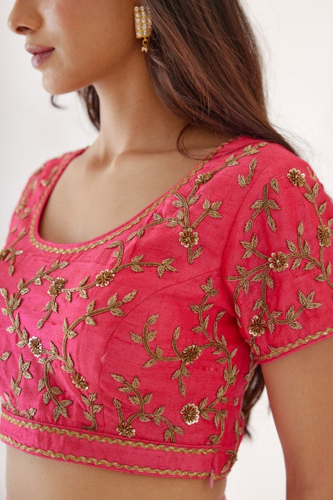 Light Pink Lehenga with Hot Pink blouse Set