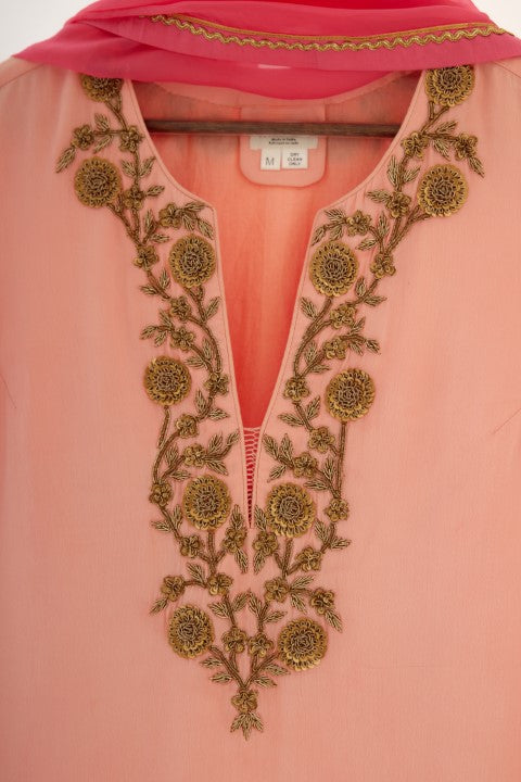 Salmon Pink and Rani Pink Kurta Set