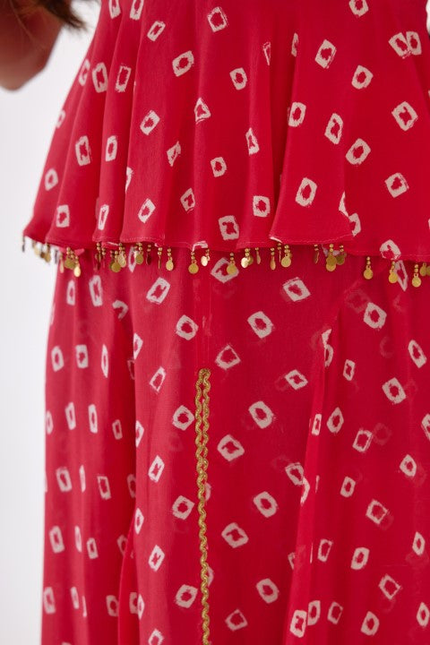 Rani Pink Bandani Print Sharara Set
