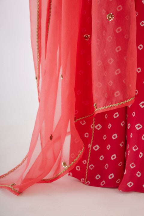 Rani Pink Bandani Print Sharara Set