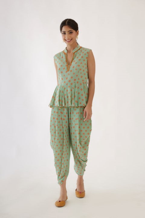 Jade Bandani Print Dhoti Set