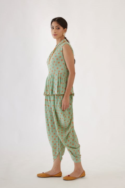 Jade Bandani Print Dhoti Set