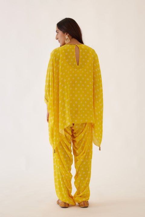 Yellow Bandani Print Dhoti Set