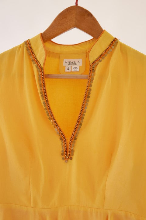 Yellow and Orange Peplun Dhoti Set