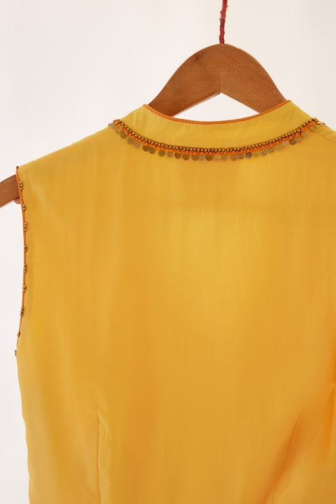 Yellow and Orange Peplun Dhoti Set