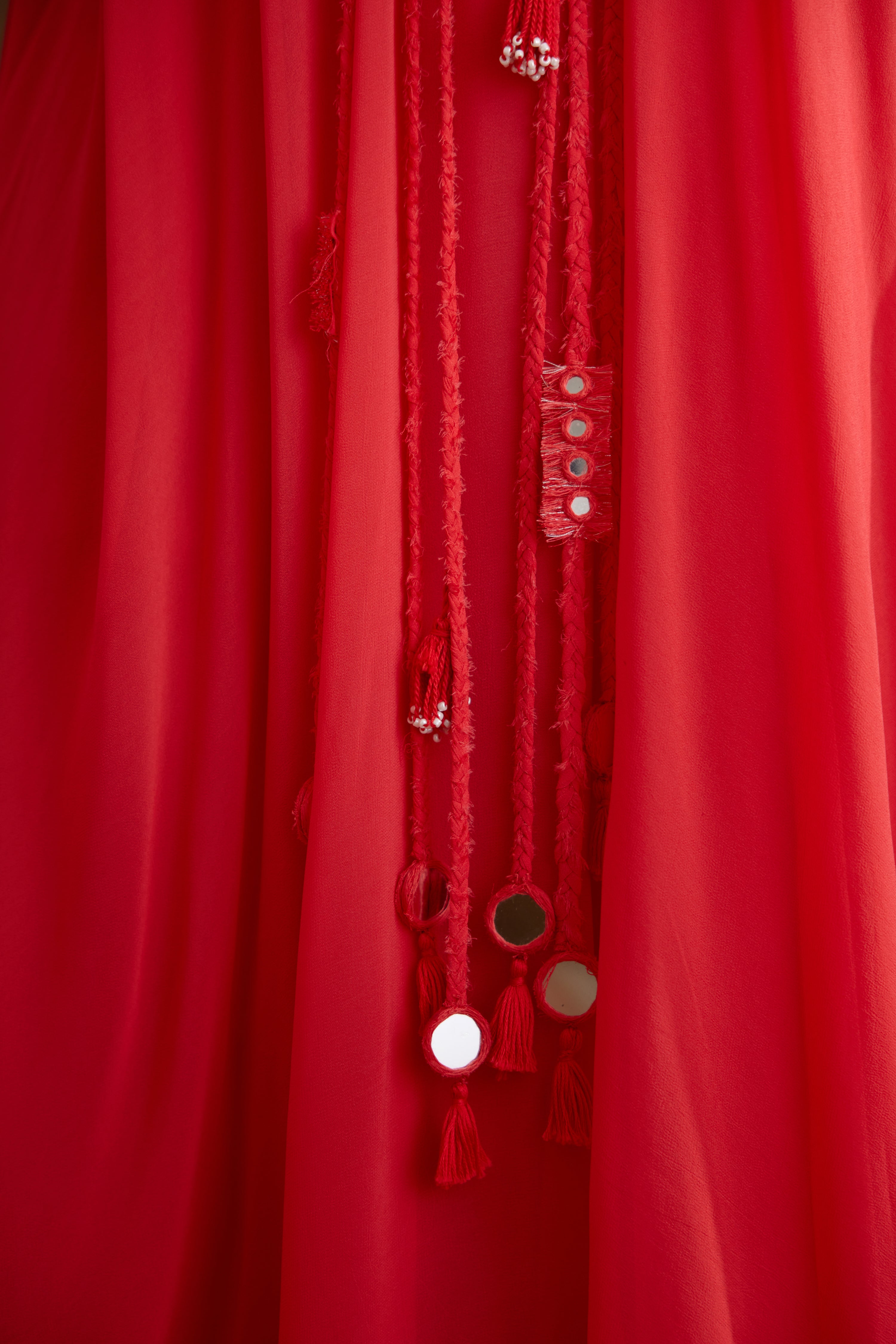 Coral hand embroidered Maxi dress