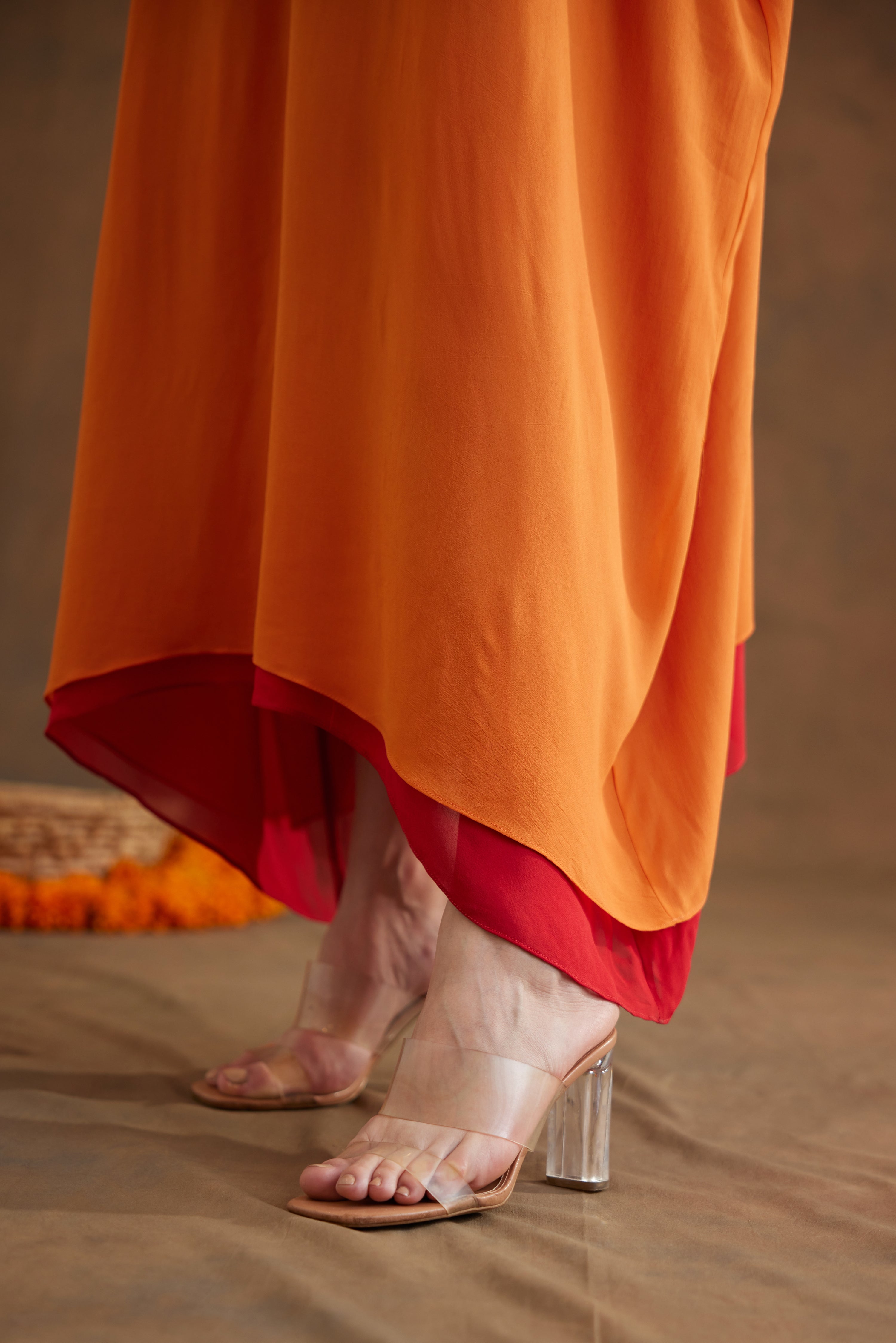 Saffron applique embroidered Kaftan Dress