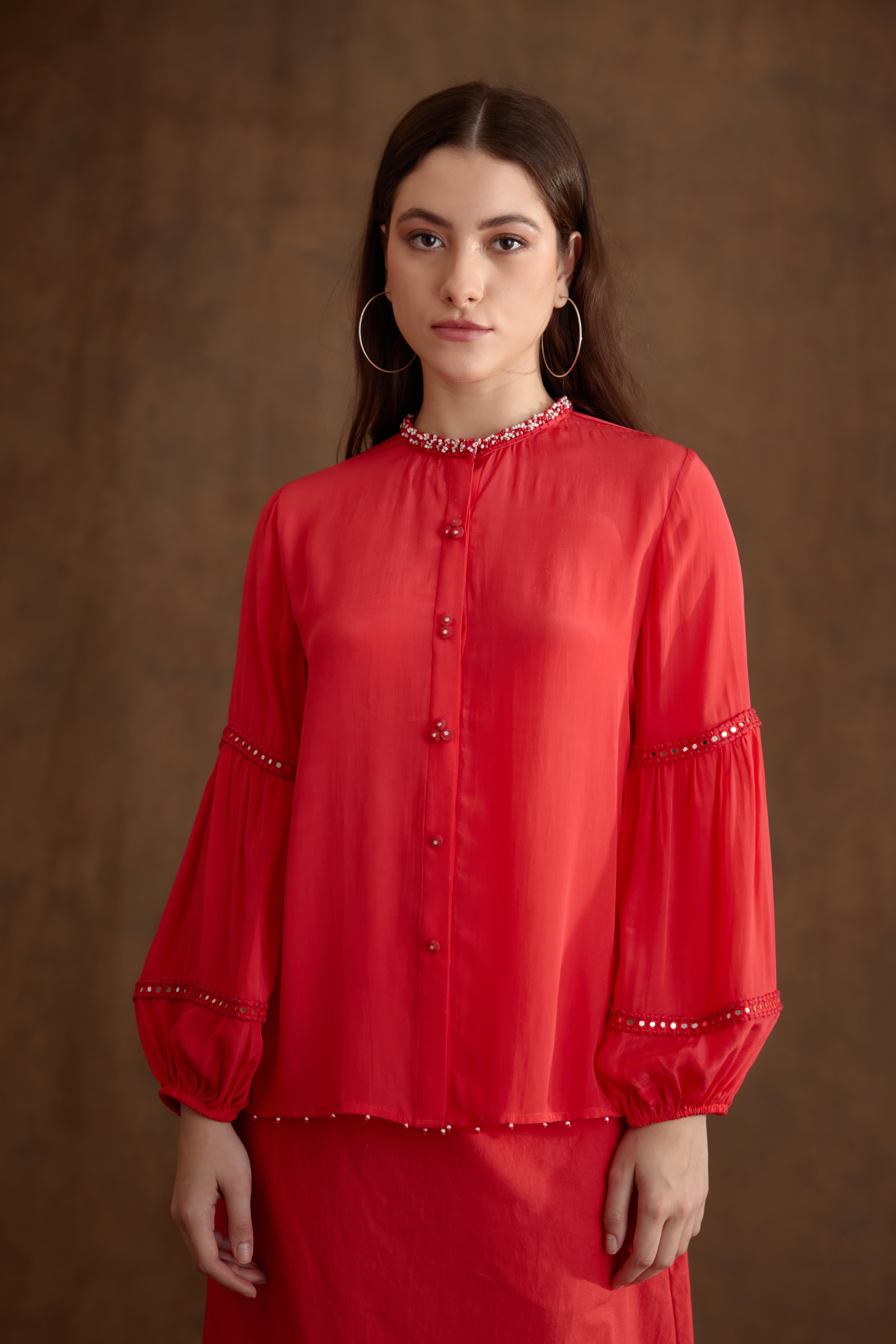 Coral hand embroidered co-ord sets