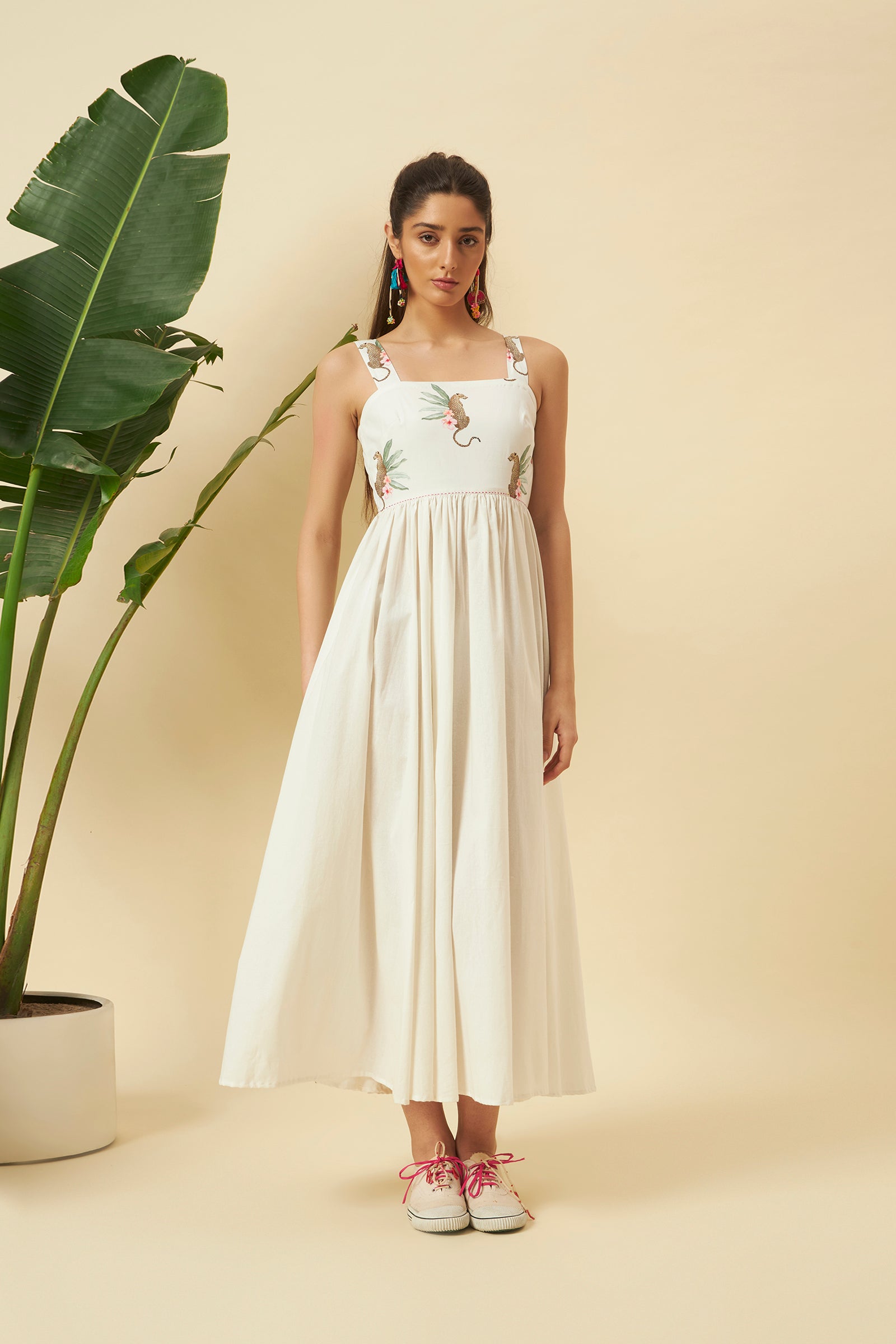 PINK AND IVORY SLIP DRESS WITH OVERGARMENT