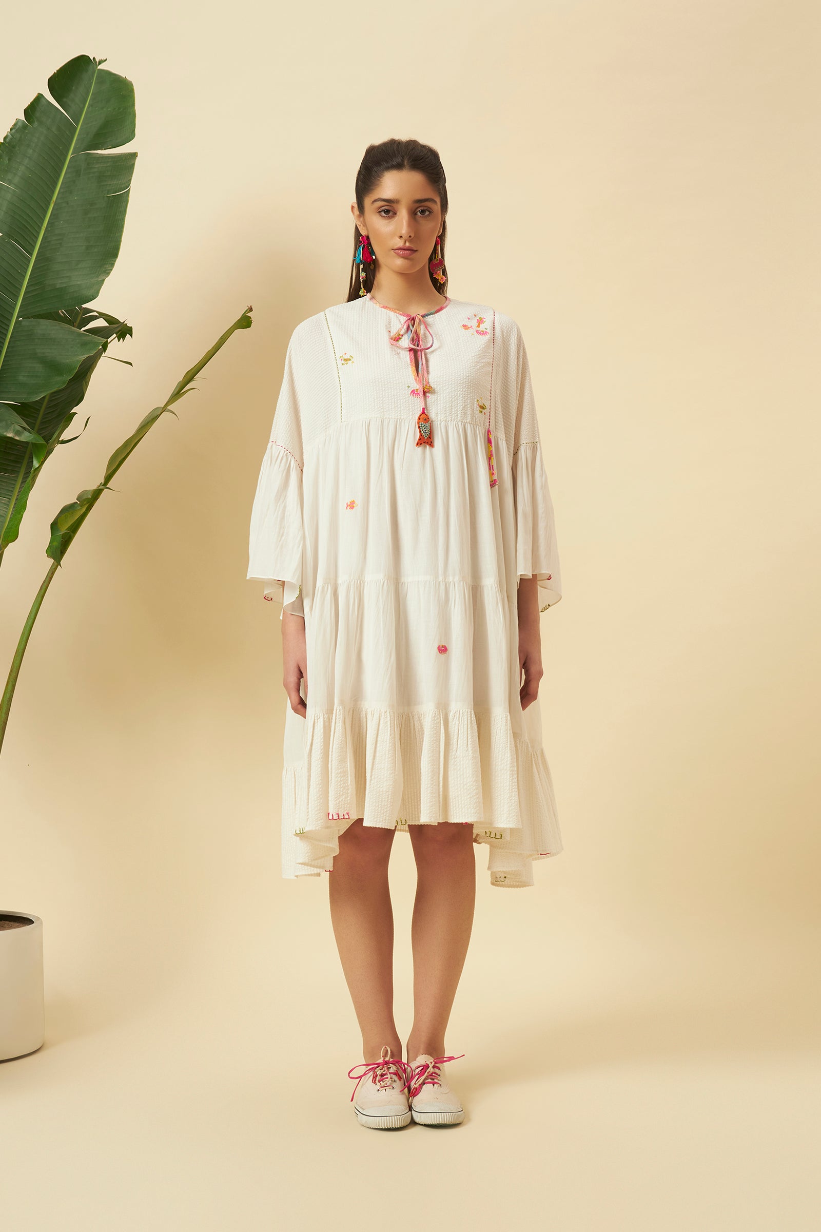IVORY SHORT TIER DRESS