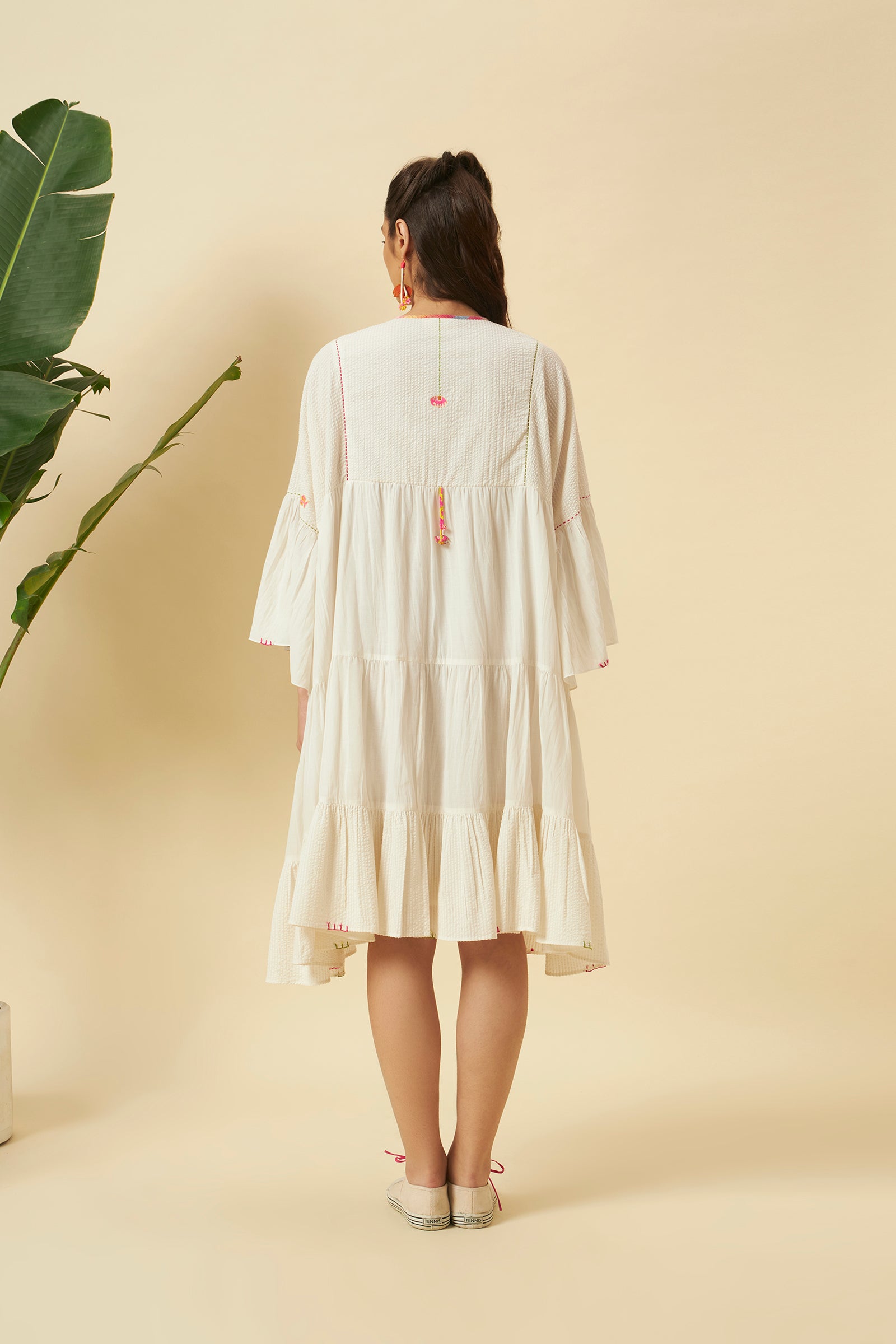 IVORY SHORT TIER DRESS