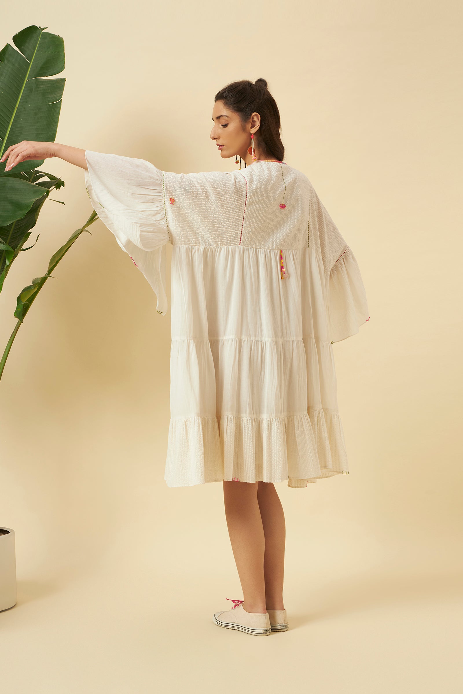 IVORY SHORT TIER DRESS
