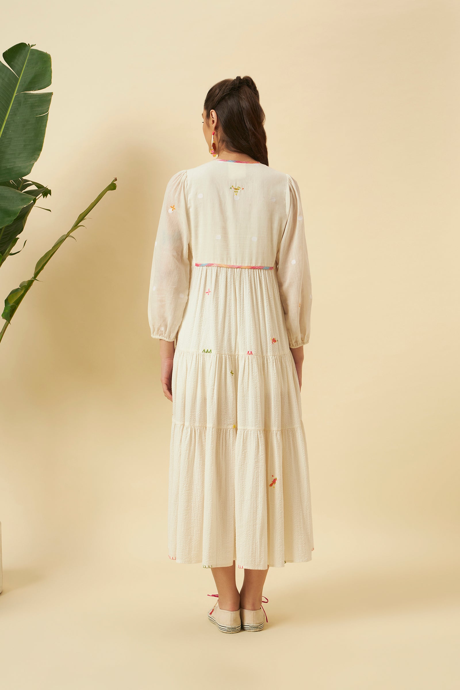 IVORY TIERED MAXI DRESS
