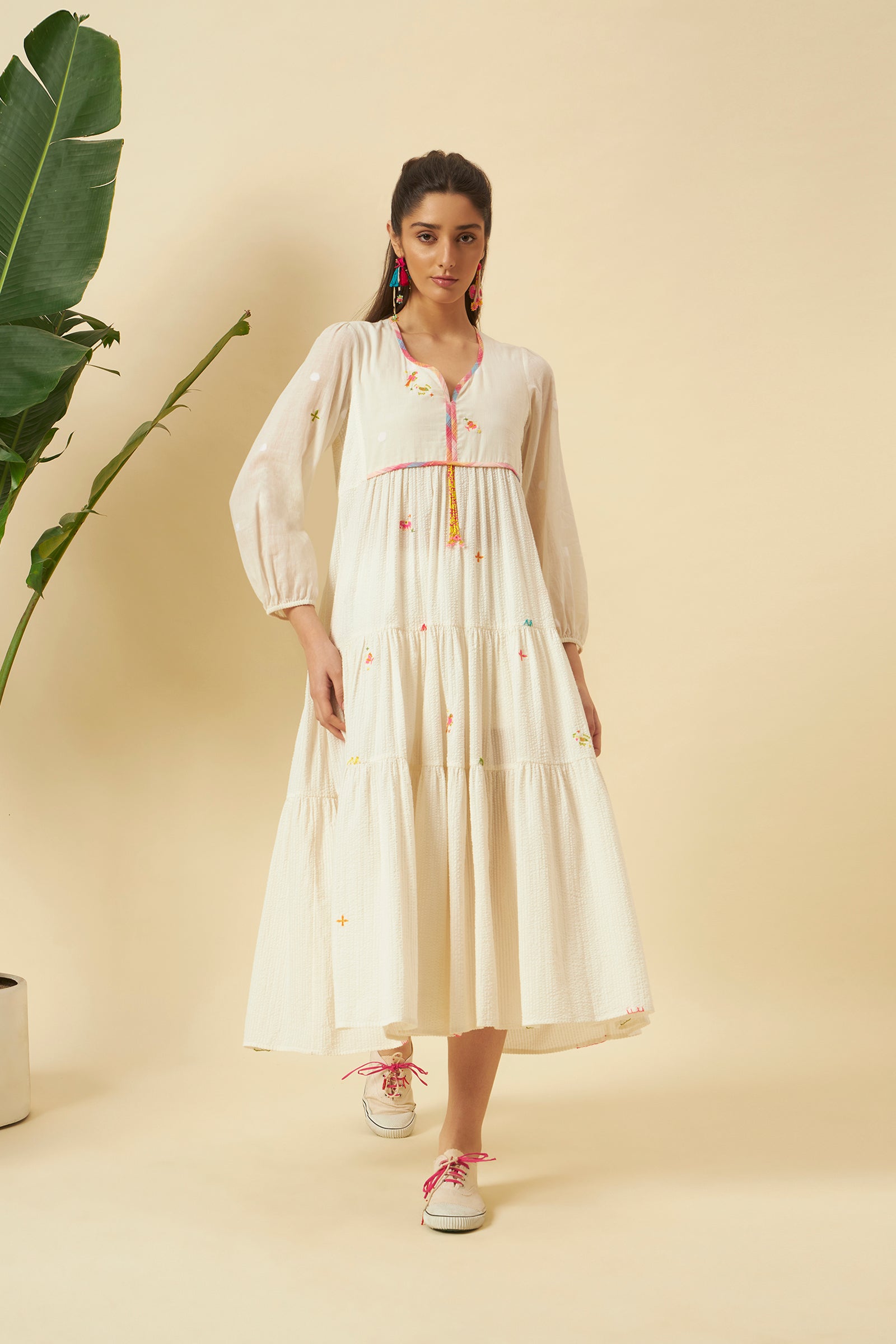 IVORY TIERED MAXI DRESS