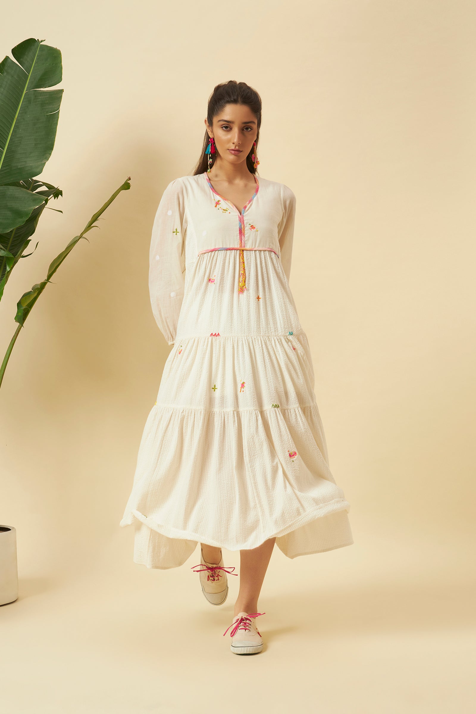 IVORY TIERED MAXI DRESS