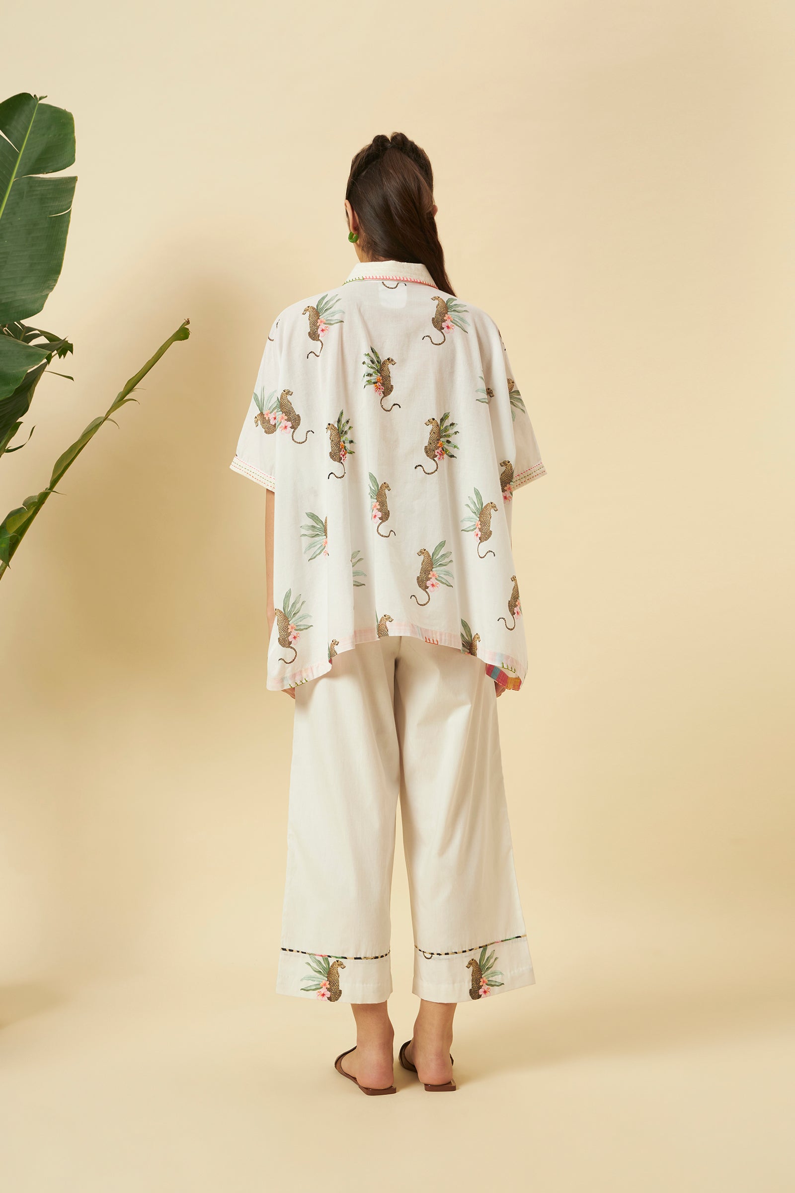 CHETAH PRINT KAFTAN TOP WITH PANTS