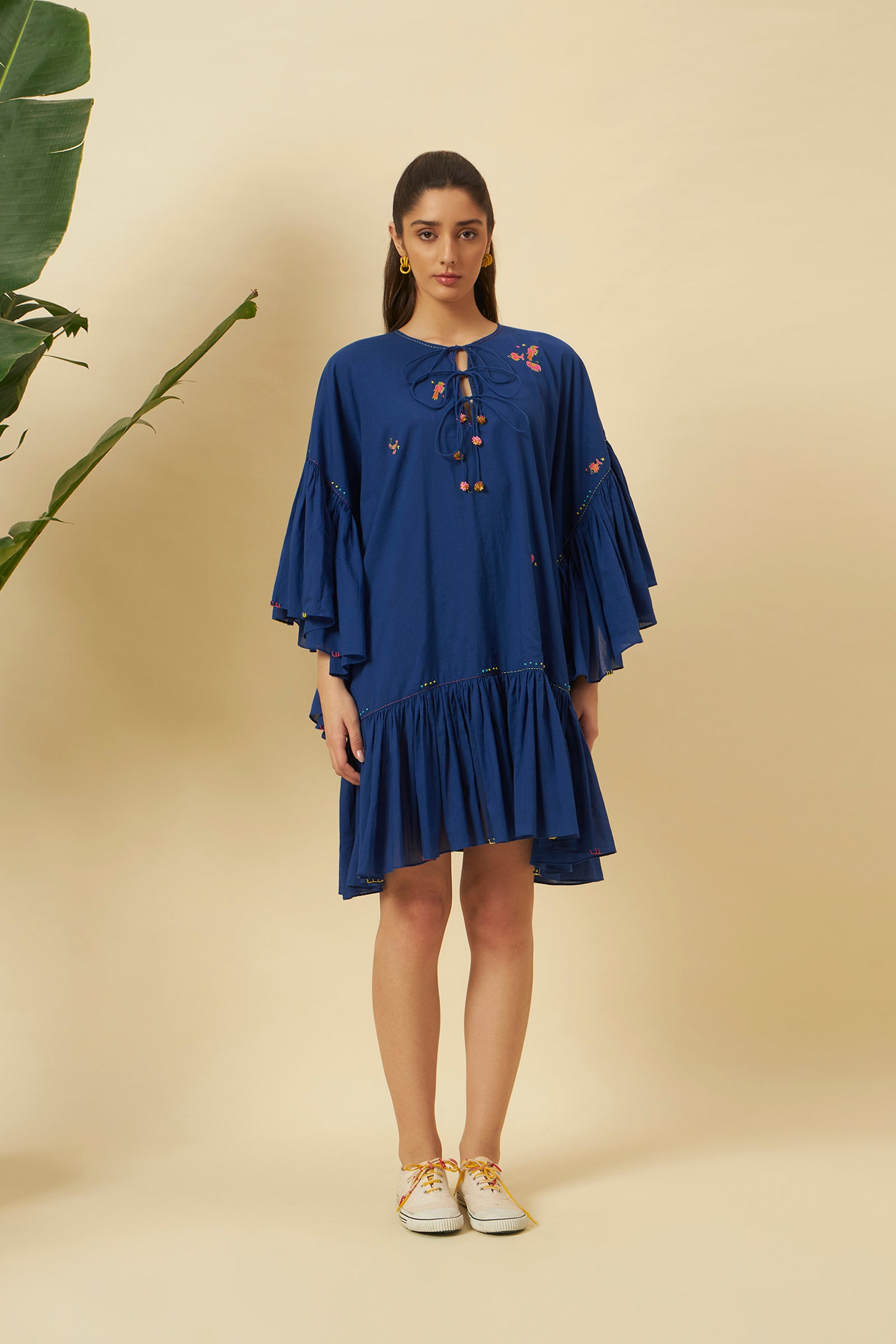 INDIGO KAFTAN MIDI DRESS