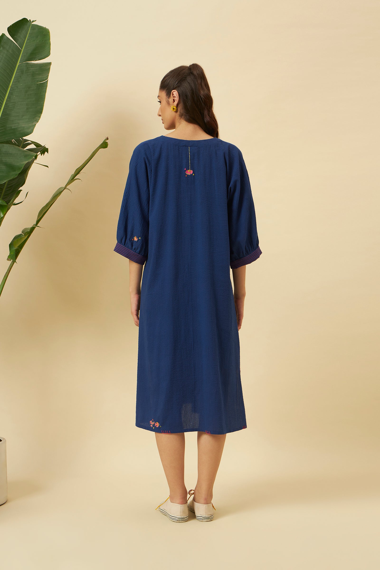 INDIGO MIDI STRAIGHT DRESS