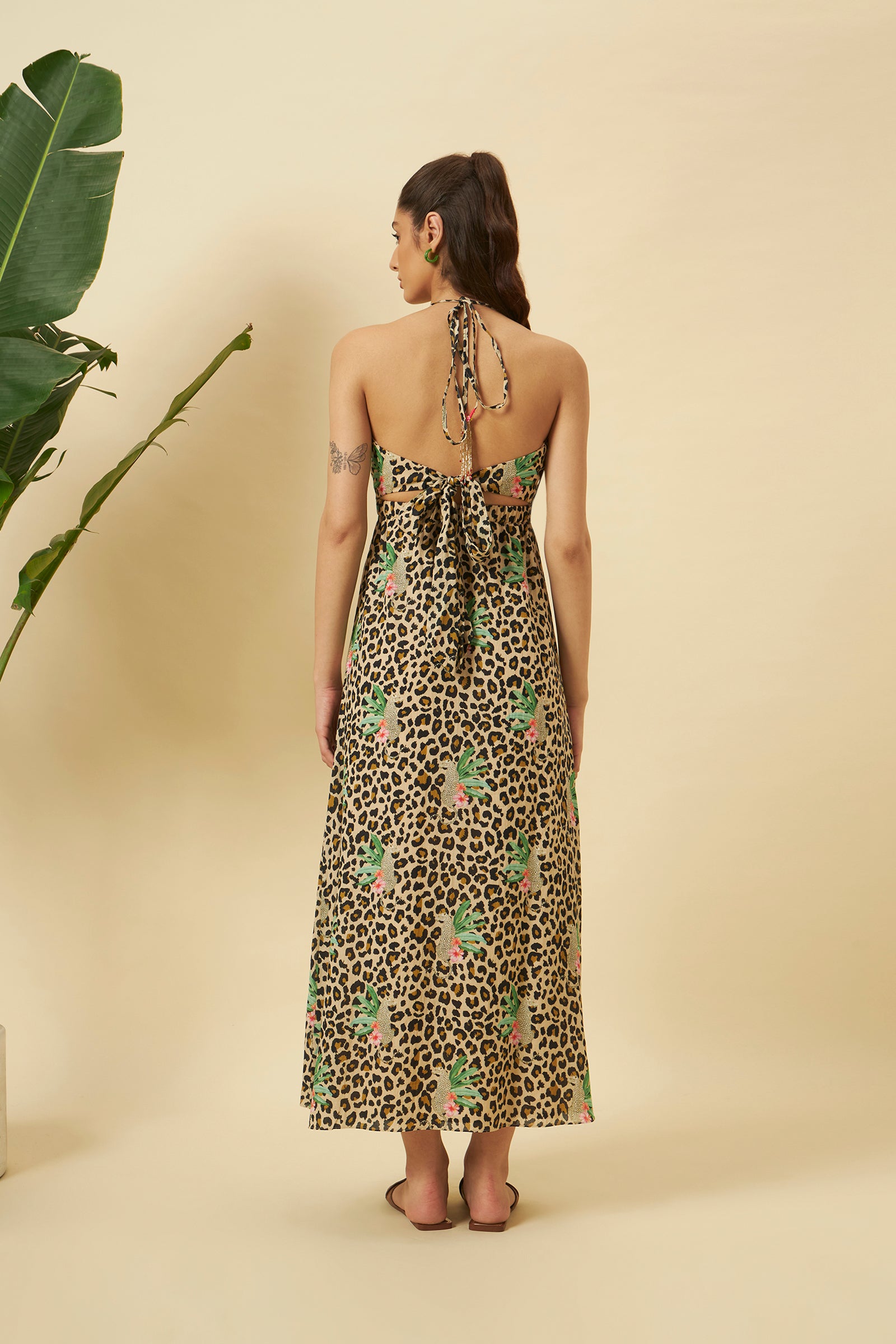 LEOPARD PRINT HALTER DRESS