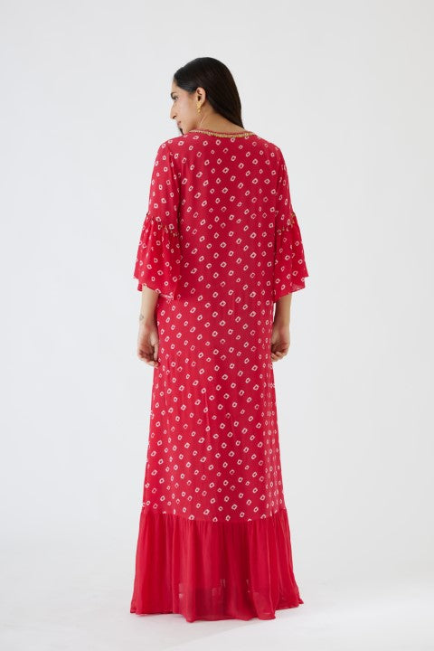Rani Pink Bandani Print V-Neck Dress