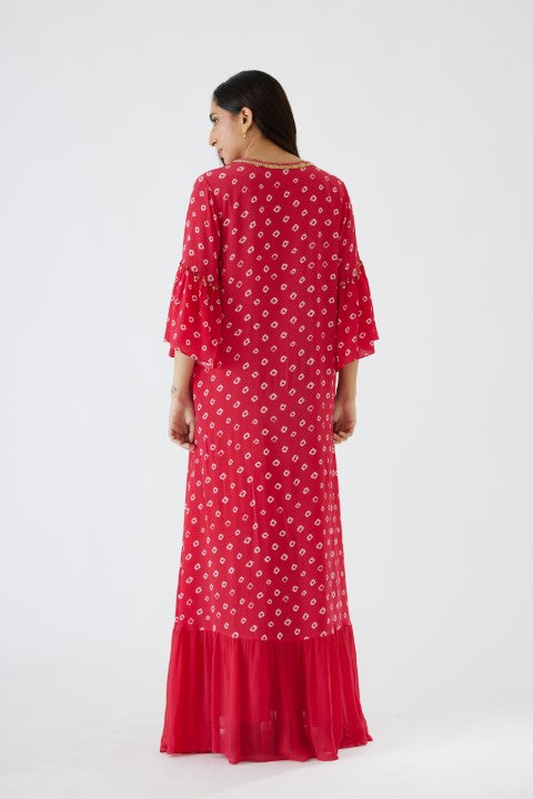 Rani Pink Bandani Print V-Neck Dress