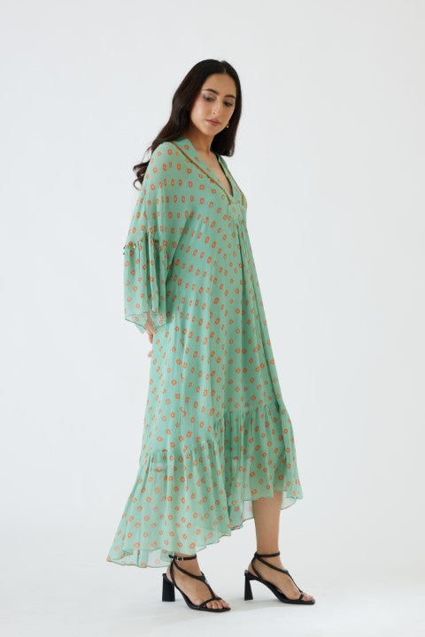 Jade Bandani Print Dress