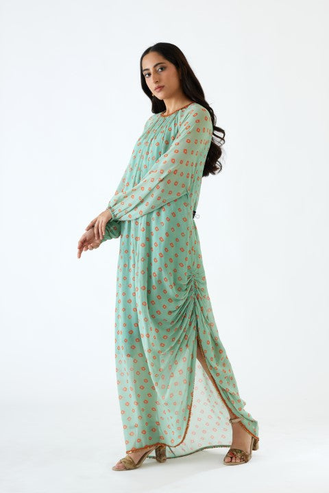 Jade Bandani Print Cowl Dress