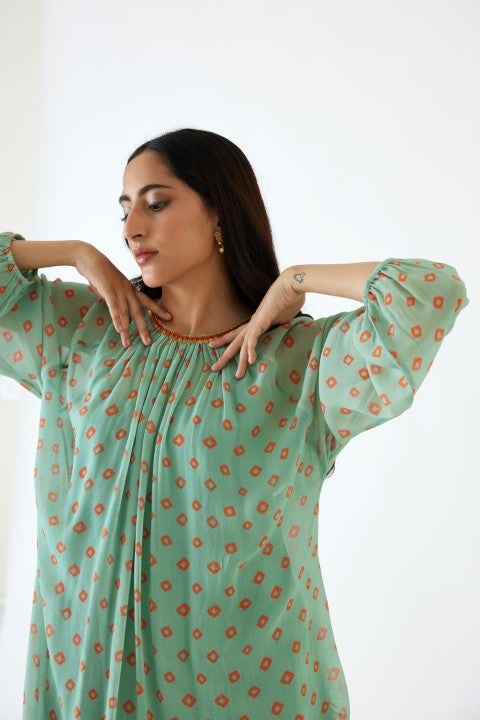 Jade Bandani Print Cowl Dress