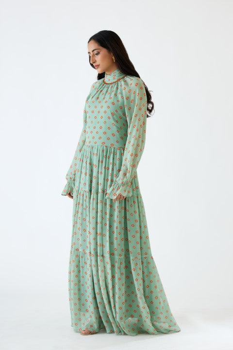 Jade Bandani Print Dress