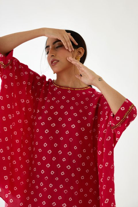 Rani Pink Bandani Print Dhoti Set