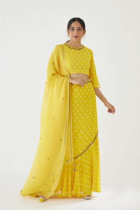 Yellow Bandani Print Lehenga Set
