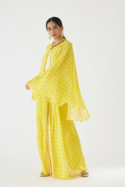 Yellow Bandani Print Sharara Set