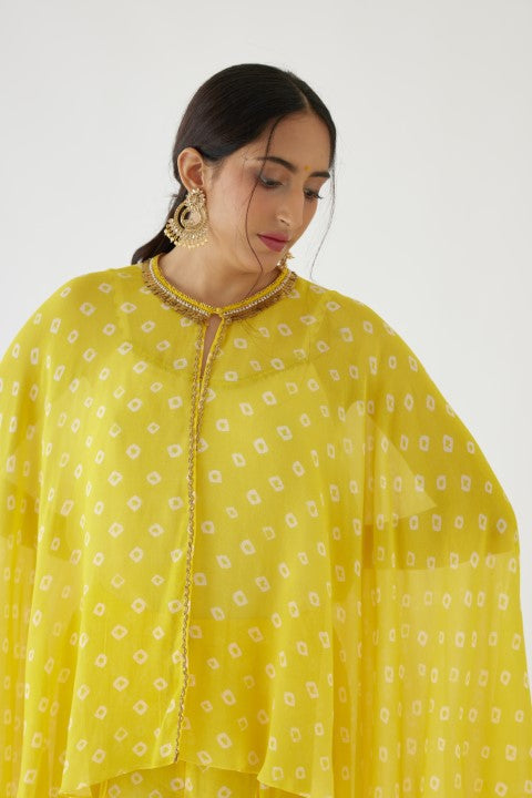 Yellow Bandani Print Sharara Set
