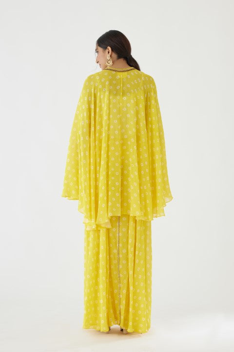Yellow Bandani Print Sharara Set